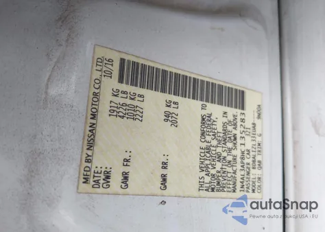 2017 Nissan Altima 2.5 Sv z USA, uszkodzony, nr VIN 1N4AL3AP8HC135283